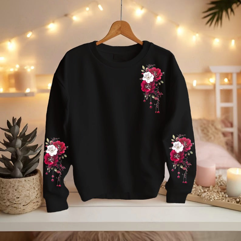 Red Rose Printed Sweatshirt