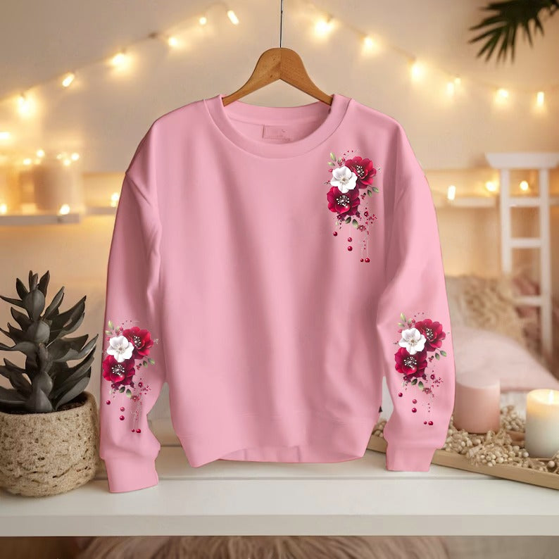 Red Rose Printed Sweatshirt