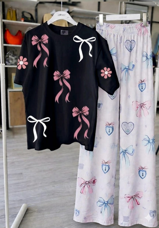 Bow Print Lounge Set – Cute & Comfy Two-Piece Outfit