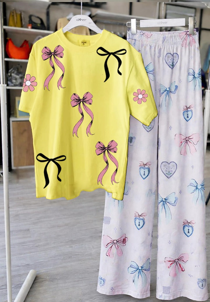 Bow Print Lounge Set – Cute & Comfy Two-Piece Outfit