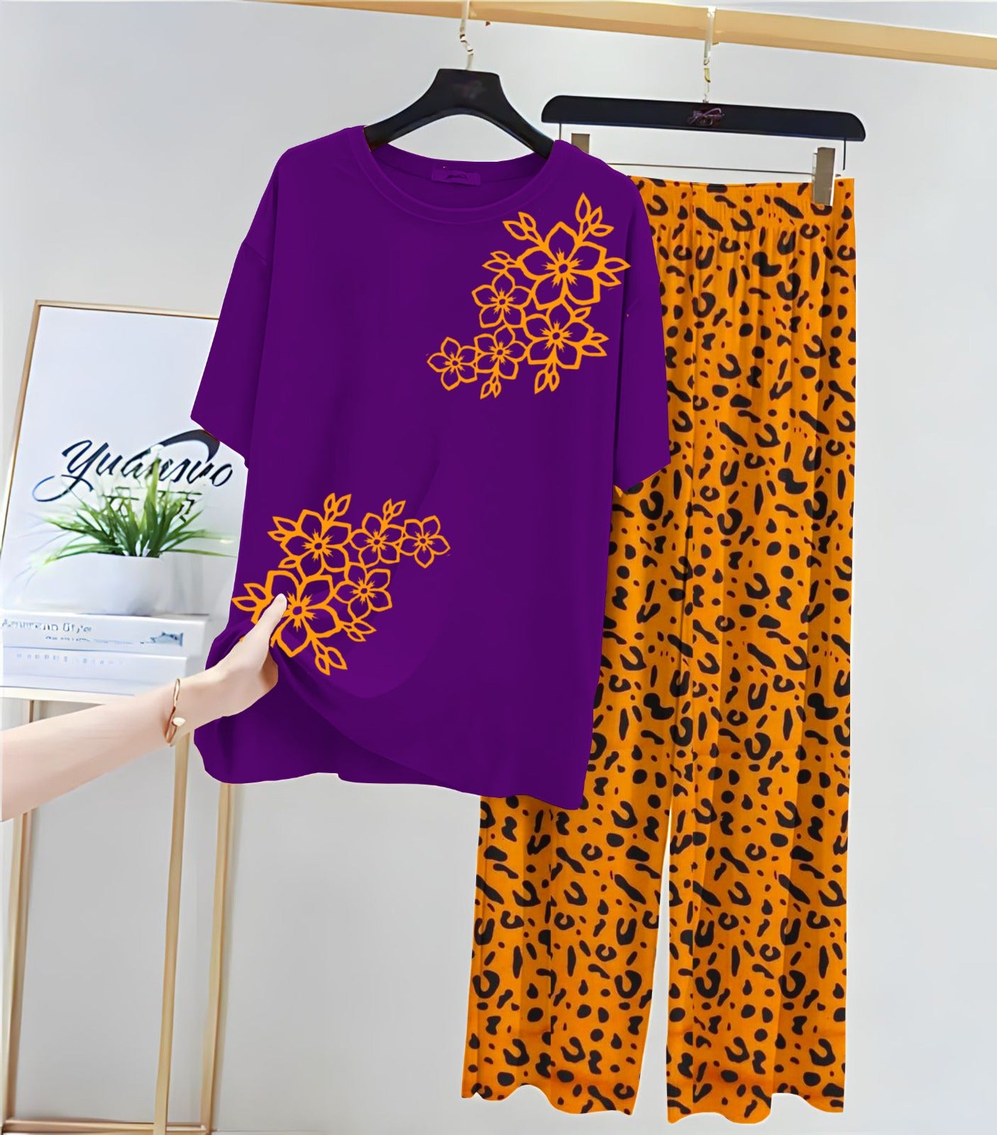 Floral + Leopard Print Lounge Set