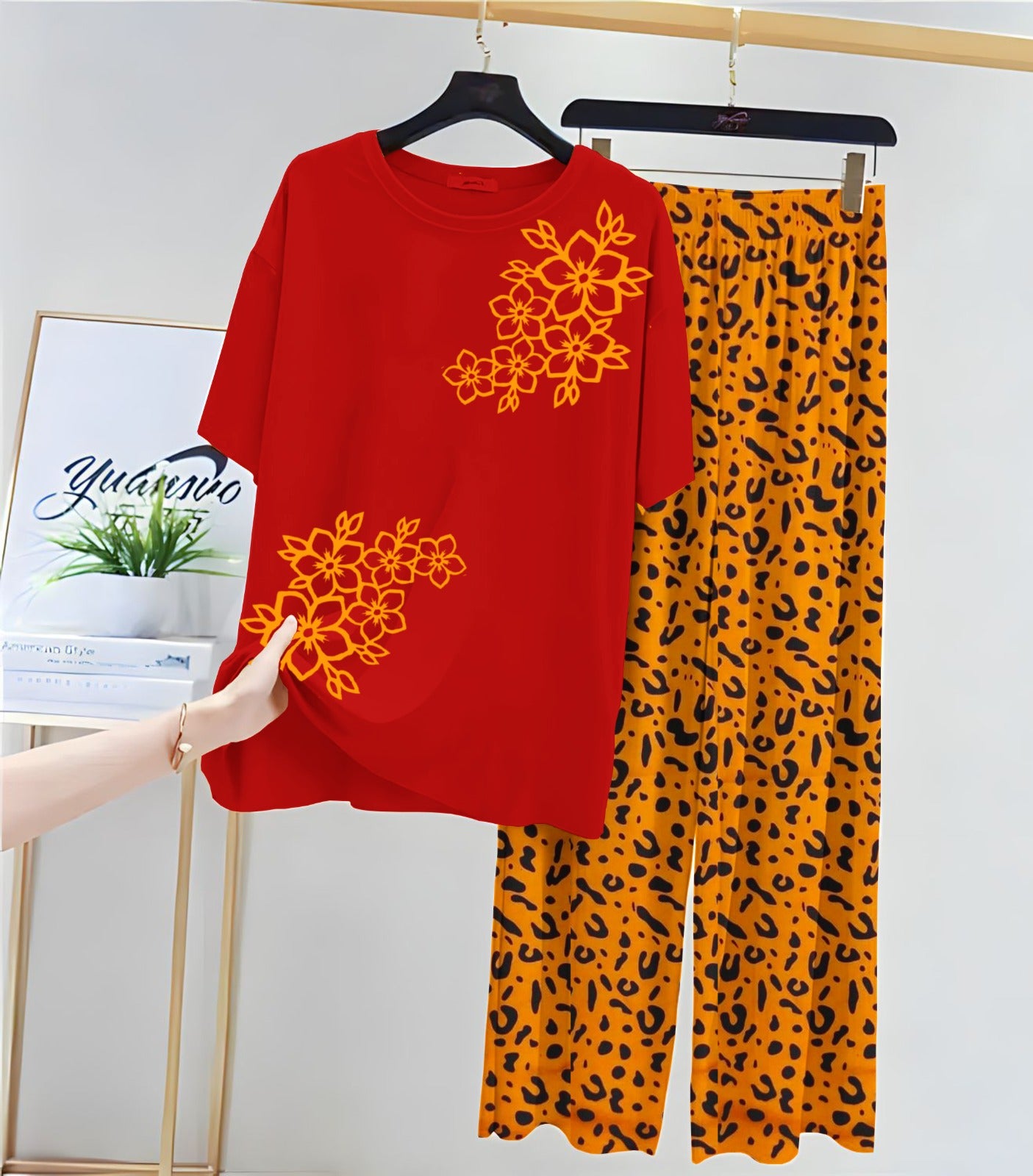 Floral + Leopard Print Lounge Set