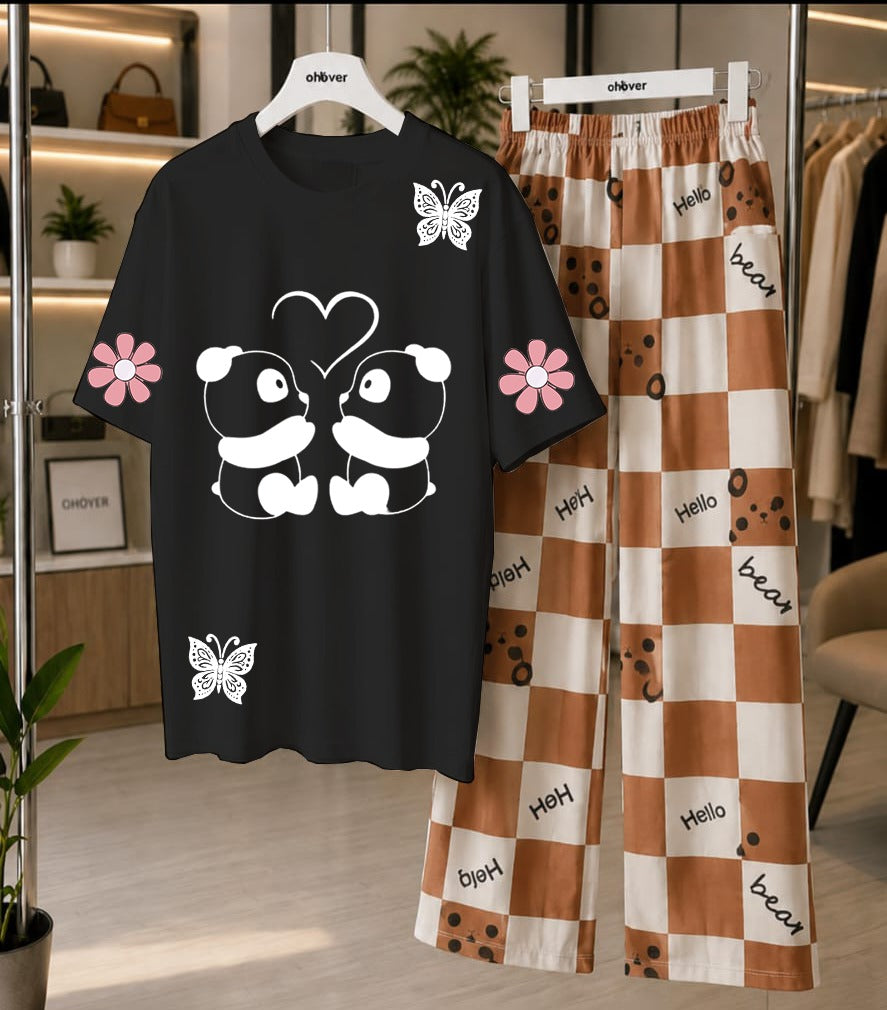 Cute Panda Printed Loungewear Set