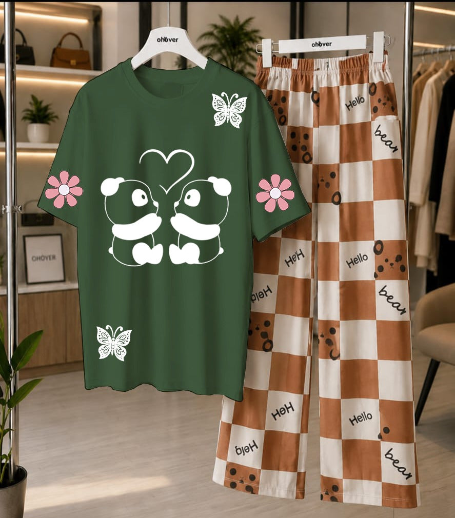 Cute Panda Printed Loungewear Set