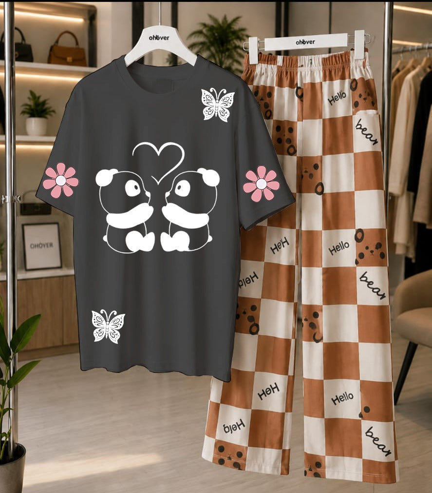 Cute Panda Printed Loungewear Set