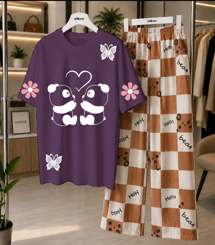 Cute Panda Printed Loungewear Set
