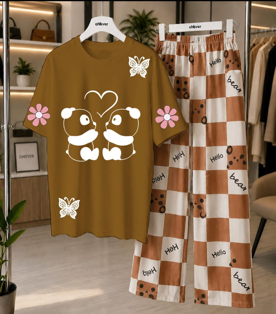 Cute Panda Printed Loungewear Set