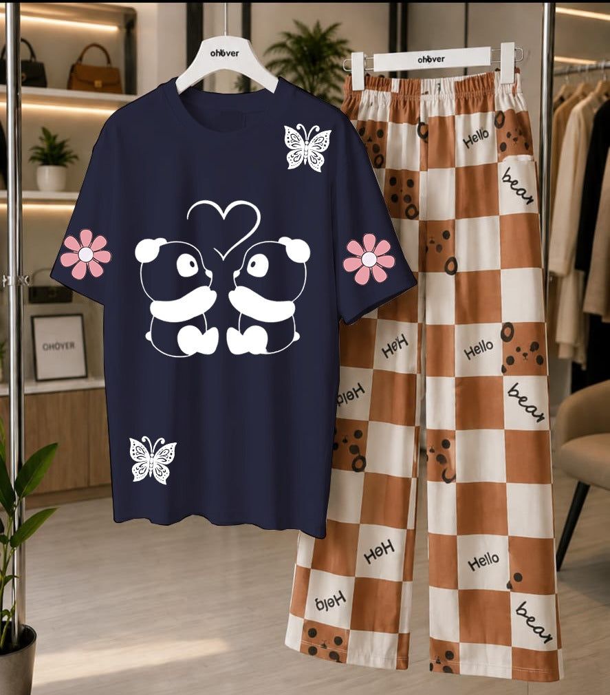 Cute Panda Printed Loungewear Set