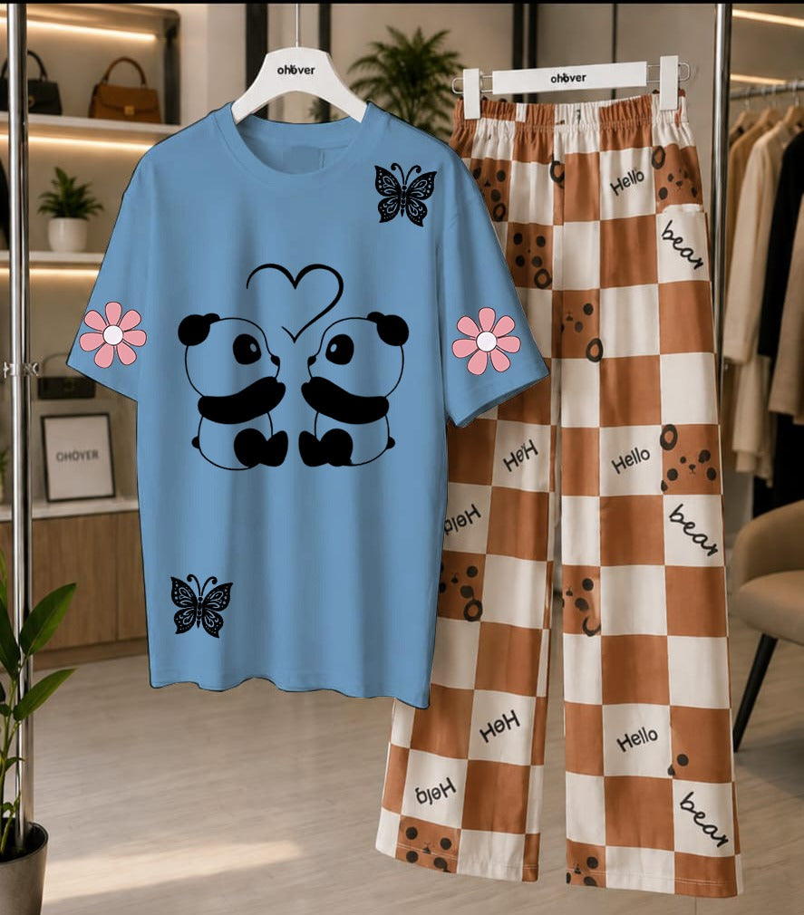 Cute Panda Printed Loungewear Set