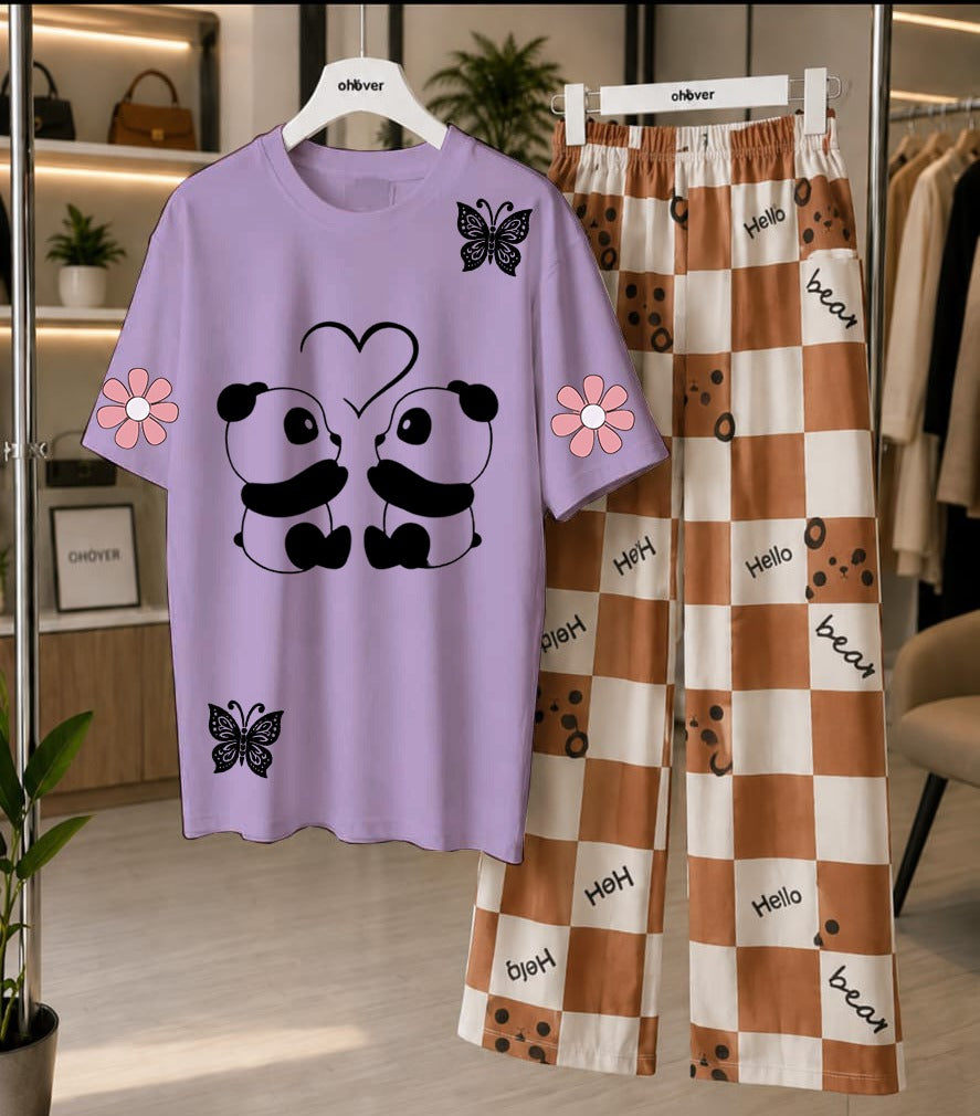 Cute Panda Printed Loungewear Set