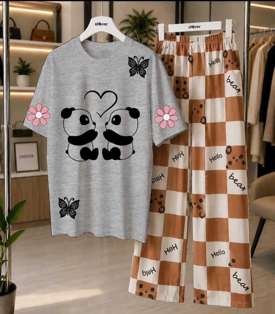 Cute Panda Printed Loungewear Set
