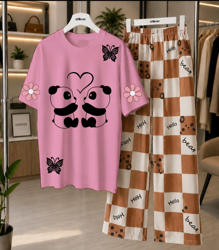 Cute Panda Printed Loungewear Set