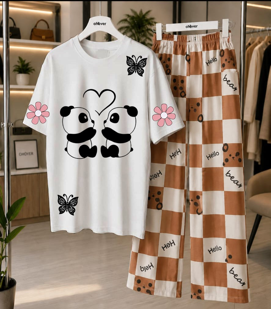 Cute Panda Printed Loungewear Set