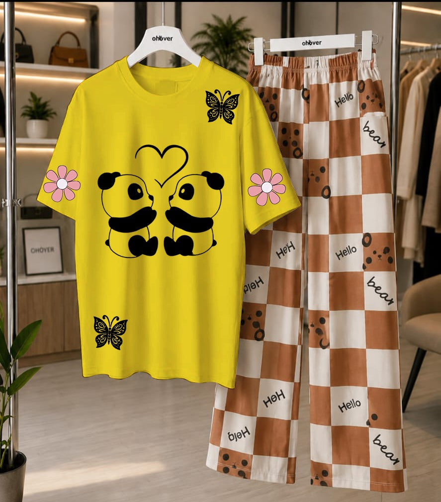 Cute Panda Printed Loungewear Set