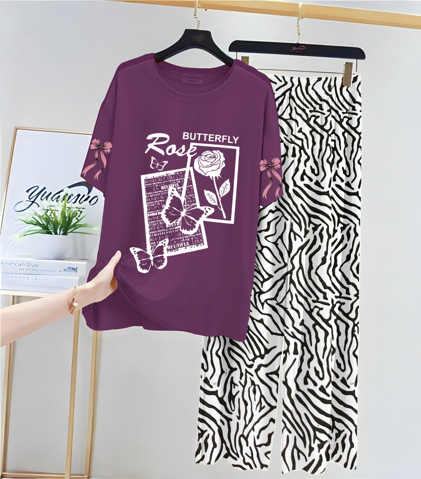 Floral & Butterfly Printed Loungewear Set