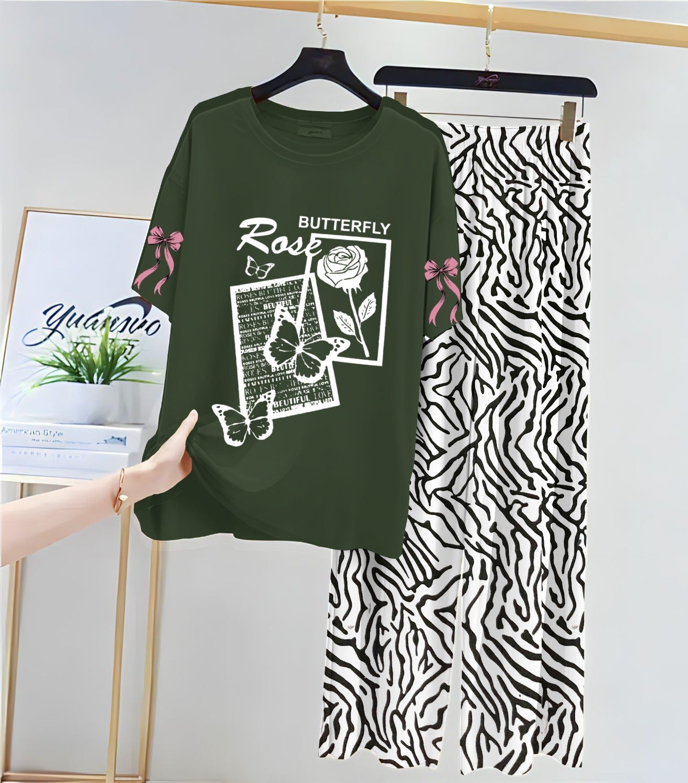 Floral & Butterfly Printed Loungewear Set