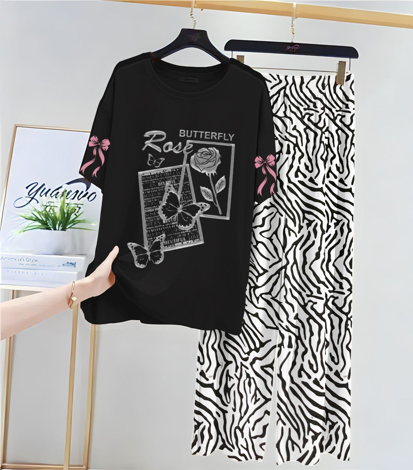 Floral & Butterfly Printed Loungewear Set