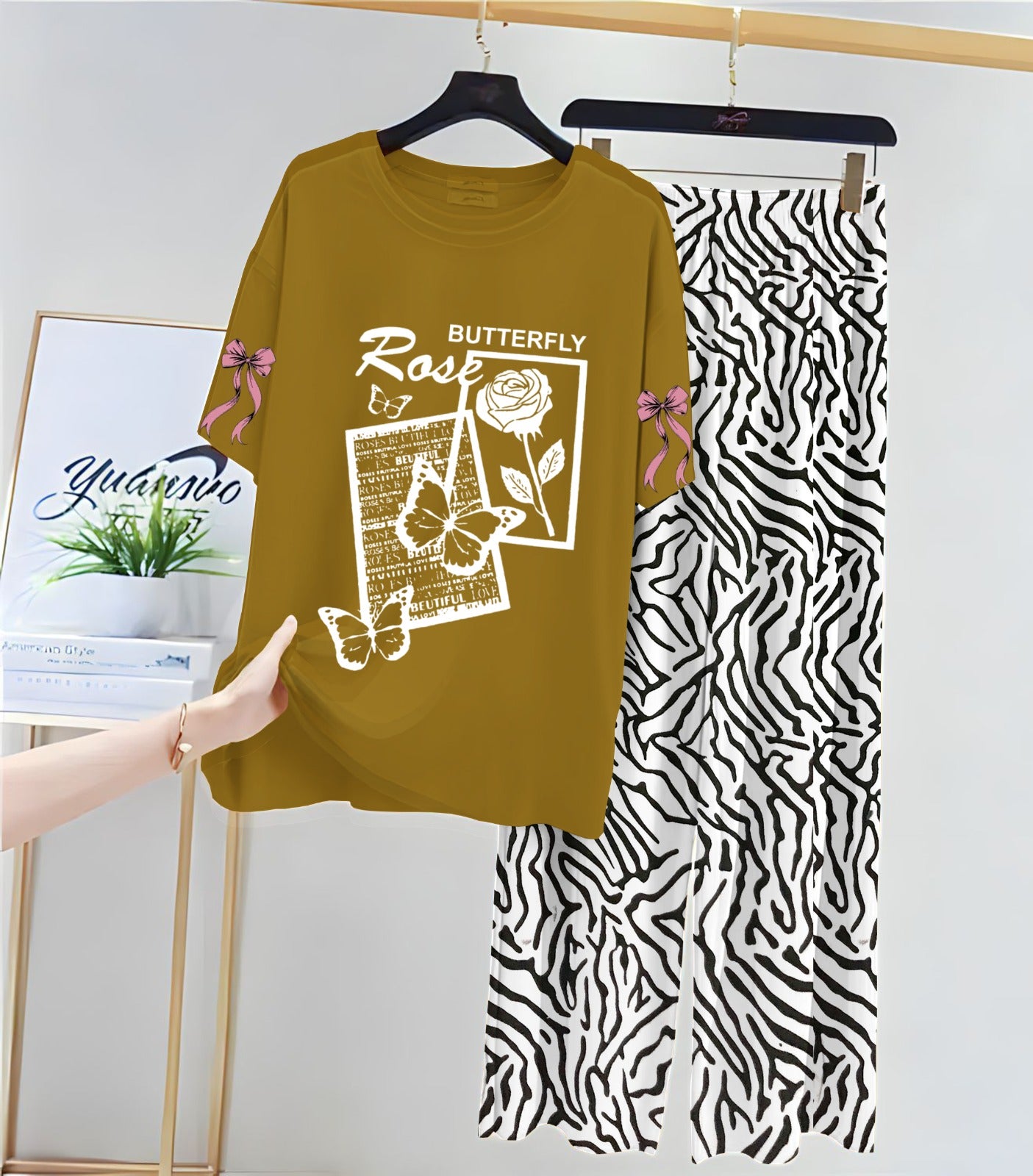 Floral & Butterfly Printed Loungewear Set
