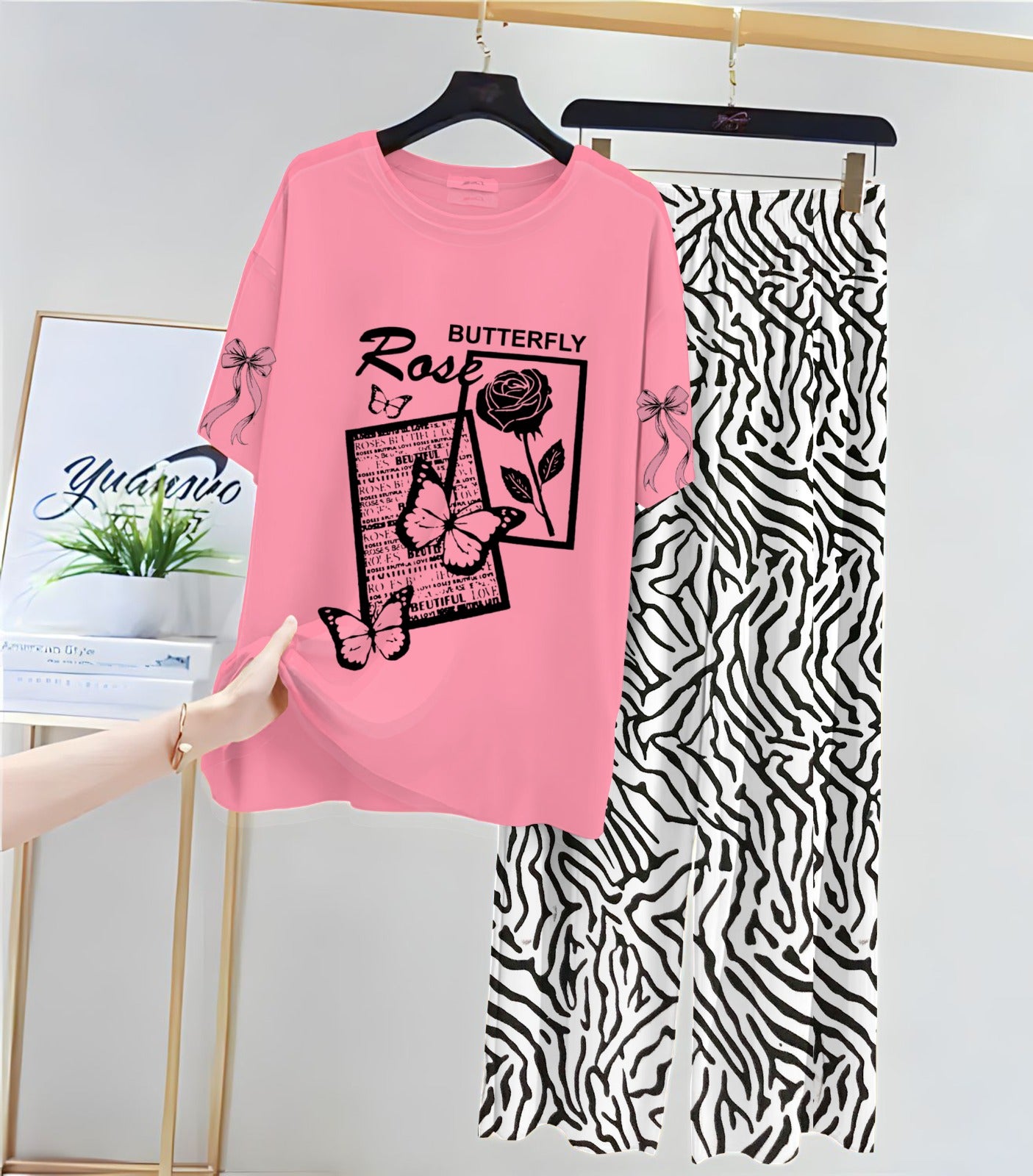 Floral & Butterfly Printed Loungewear Set