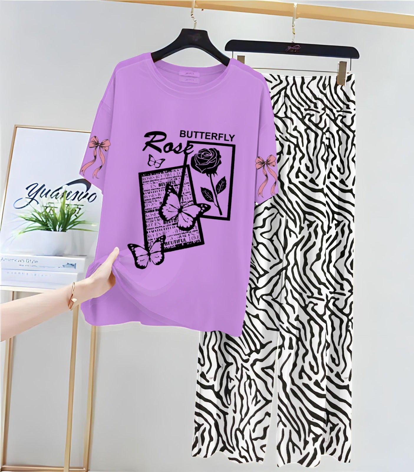 Floral & Butterfly Printed Loungewear Set