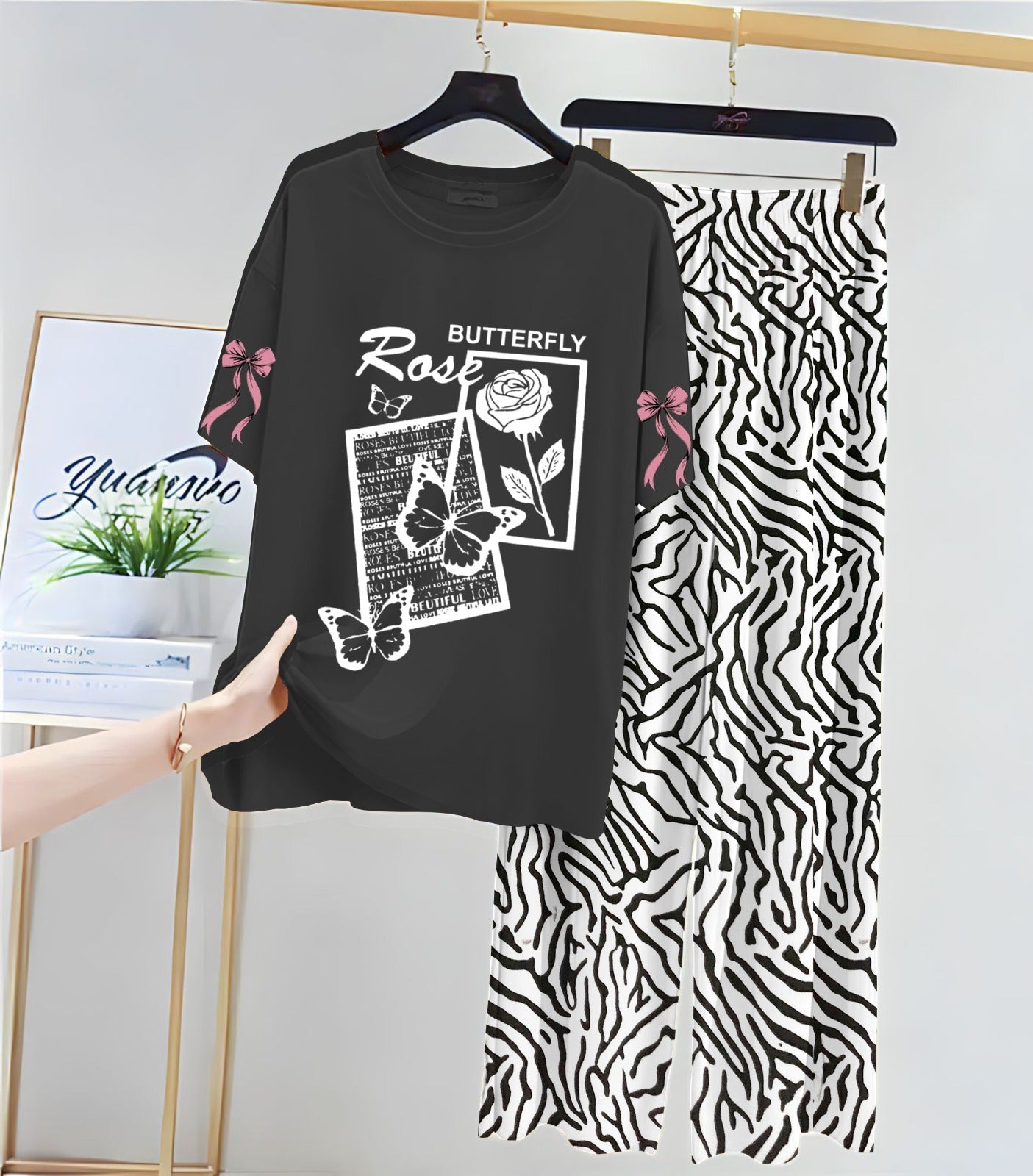 Floral & Butterfly Printed Loungewear Set