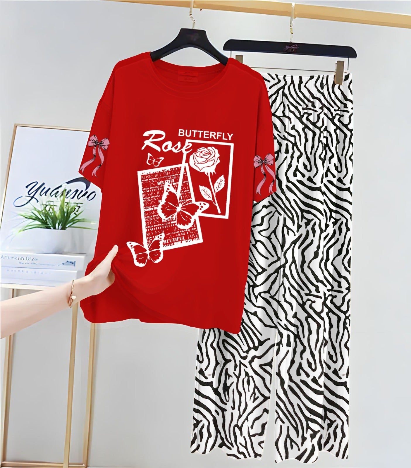 Floral & Butterfly Printed Loungewear Set