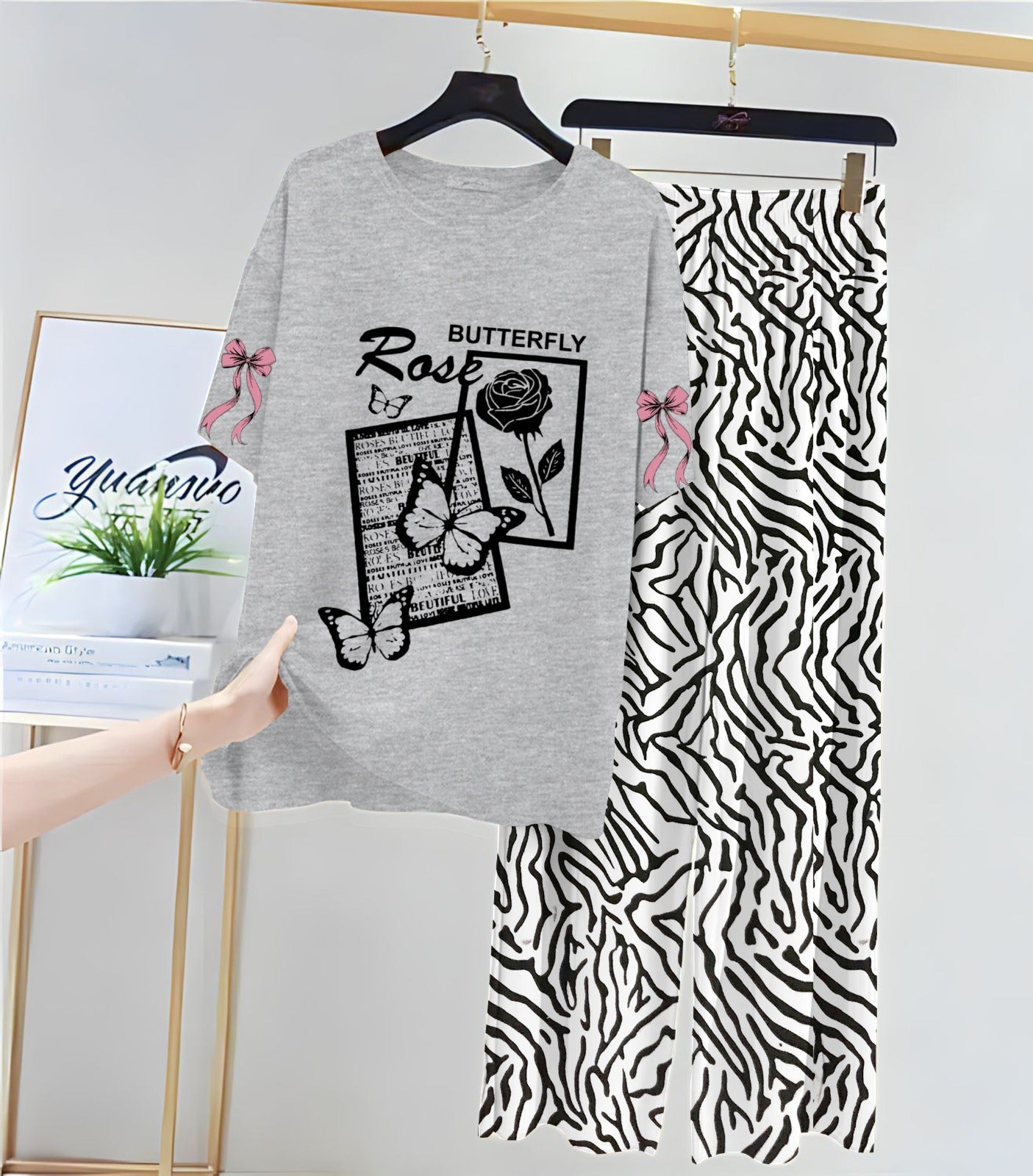 Floral & Butterfly Printed Loungewear Set
