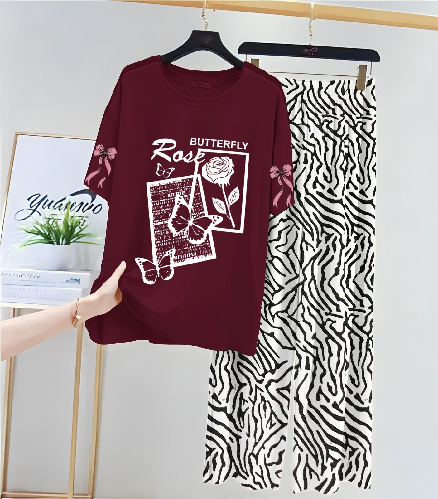Floral & Butterfly Printed Loungewear Set