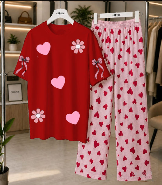 Heart Print Loungewear Set