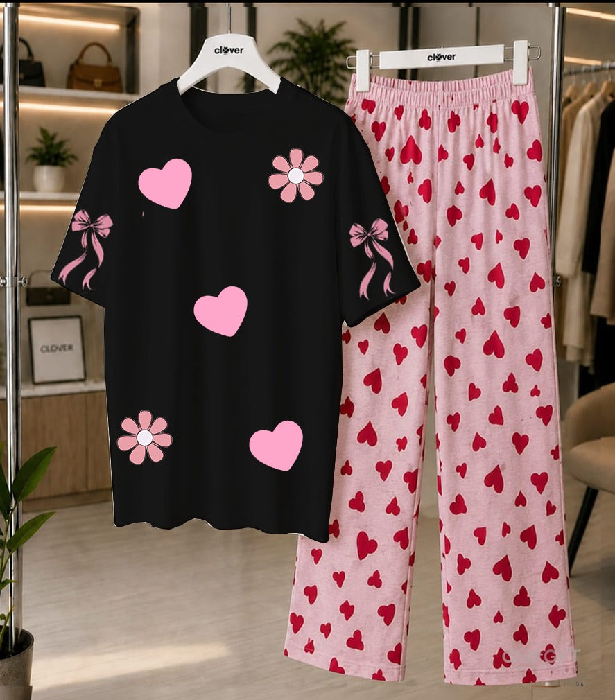 Heart Print Loungewear Set