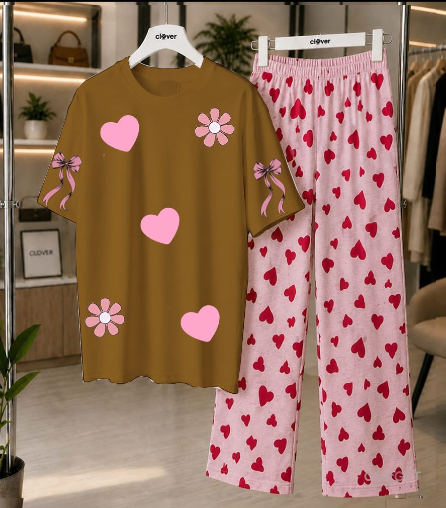 Heart Print Loungewear Set