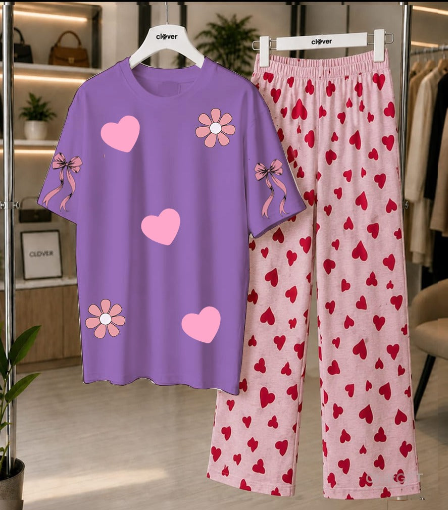 Heart Print Loungewear Set