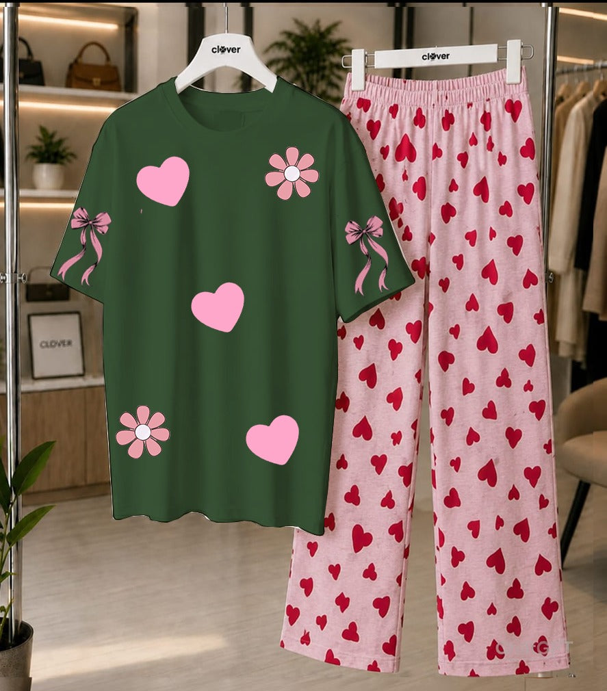 Heart Print Loungewear Set