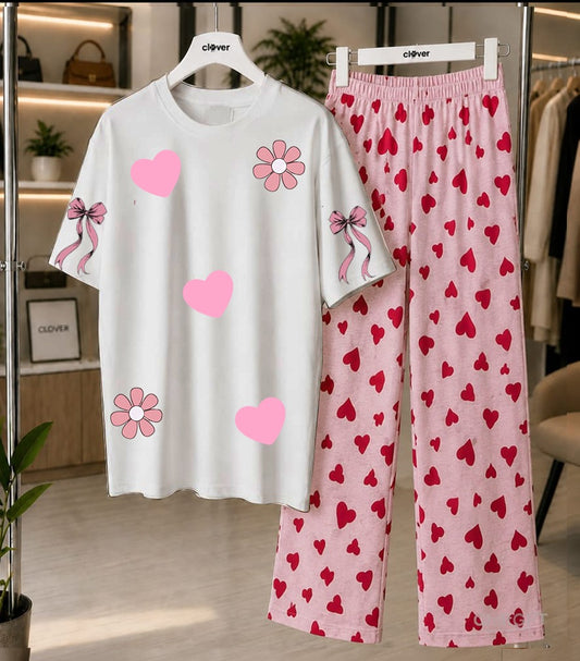Heart Print Loungewear Set