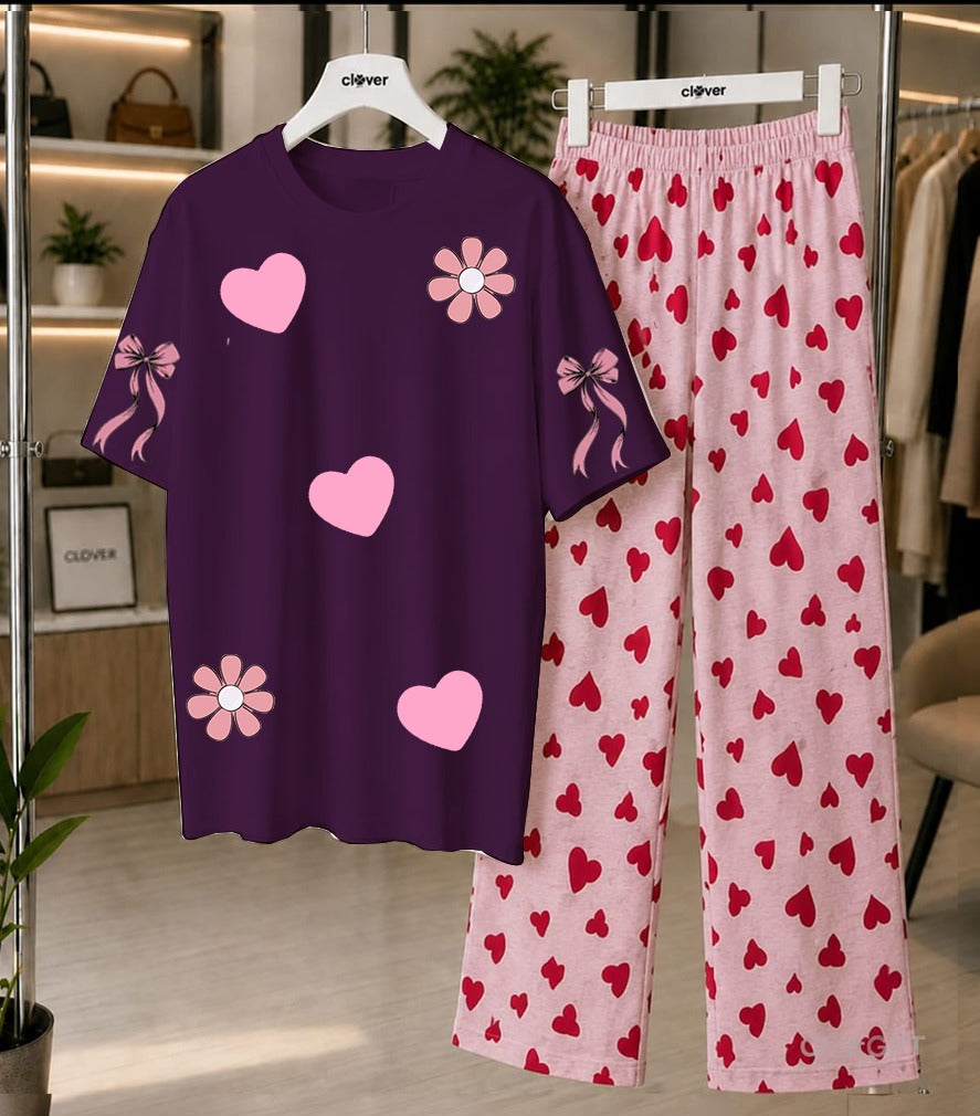 Heart Print Loungewear Set
