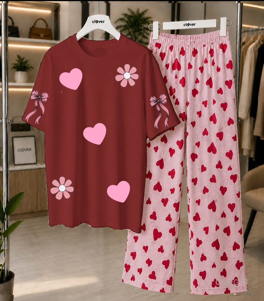 Heart Print Loungewear Set