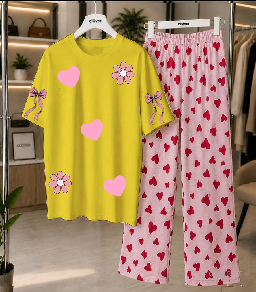 Heart Print Loungewear Set