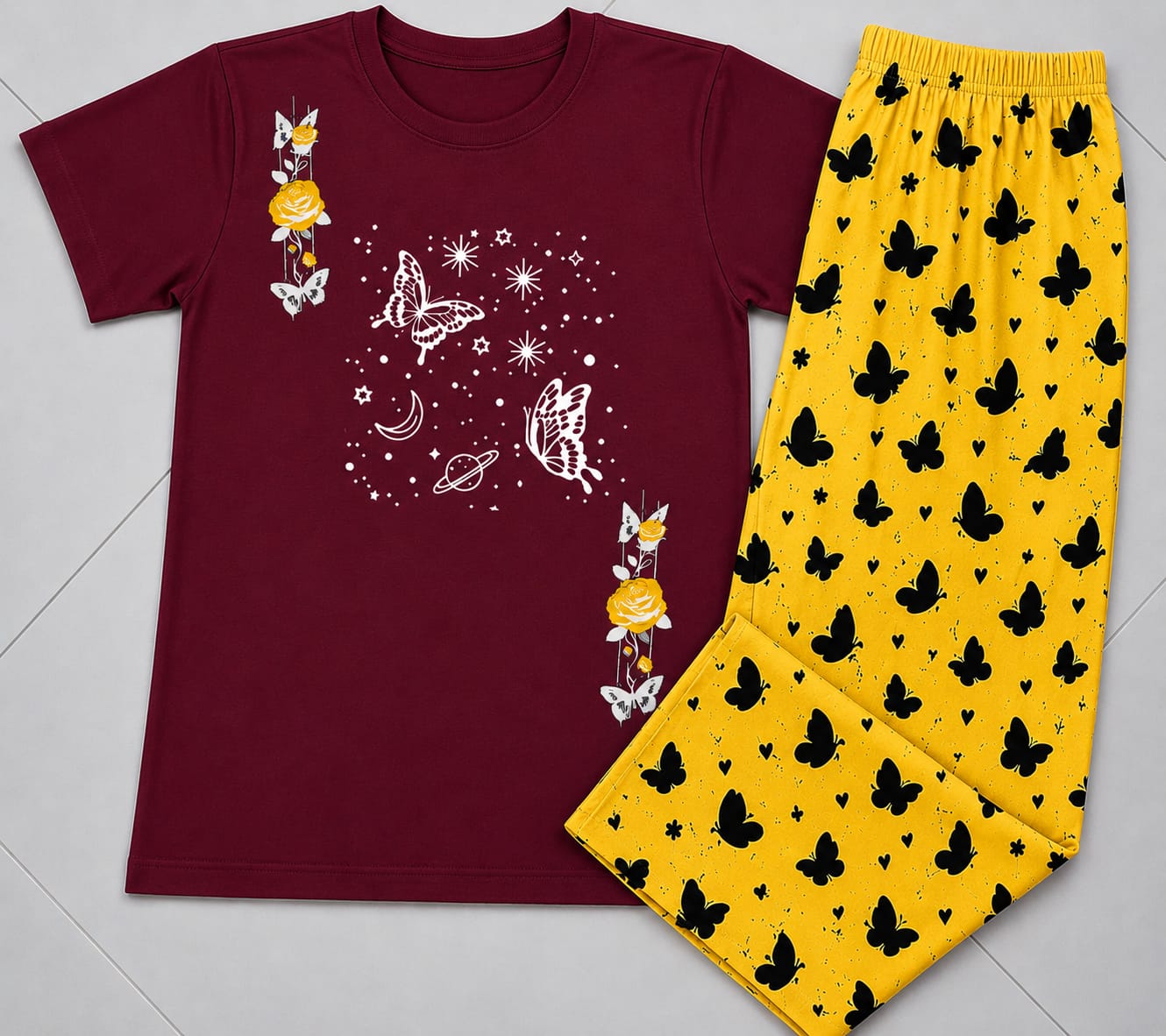 Dancing Butterfly Printed Loungewear Set