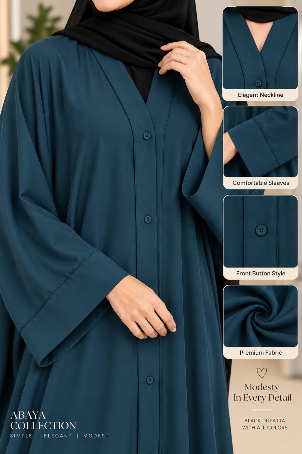 PLain Front Open Abaya