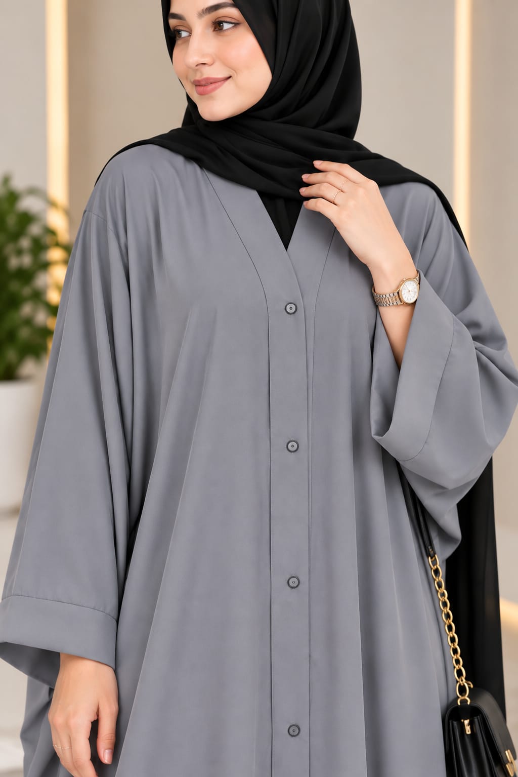 PLain Front Open Abaya