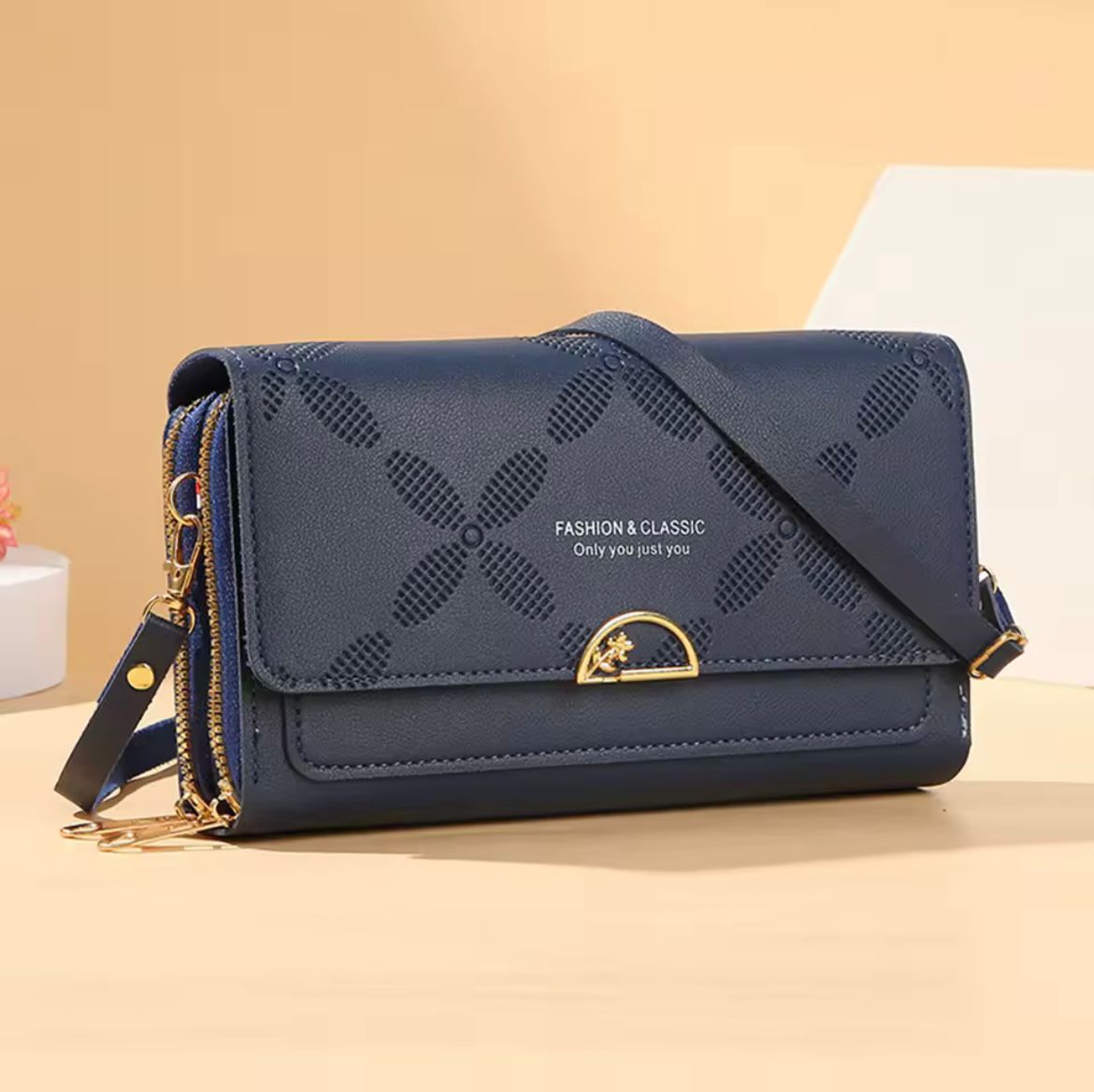 Dual Zip Long Wallet With Long Belt
