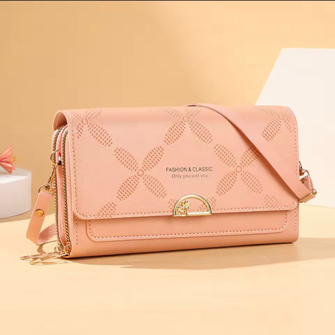 Dual Zip Long Wallet With Long Belt