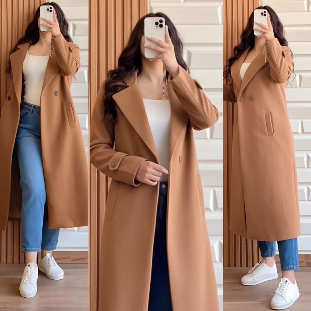 Cross Pocket Long Sleeves Button Coat