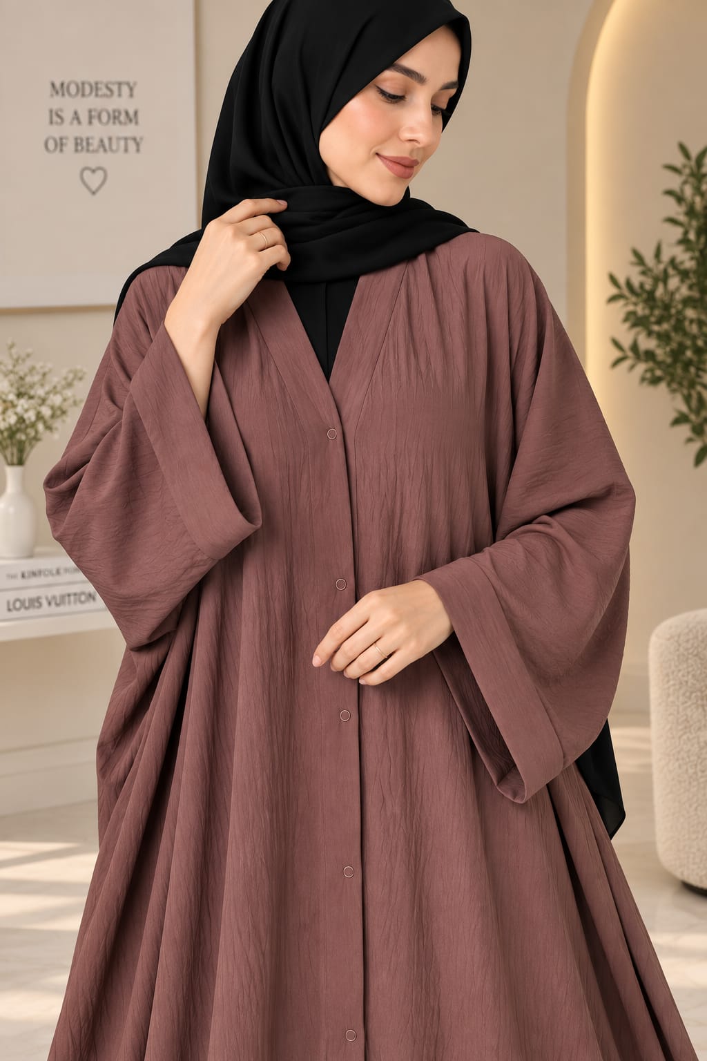 PLain Front Open Abaya